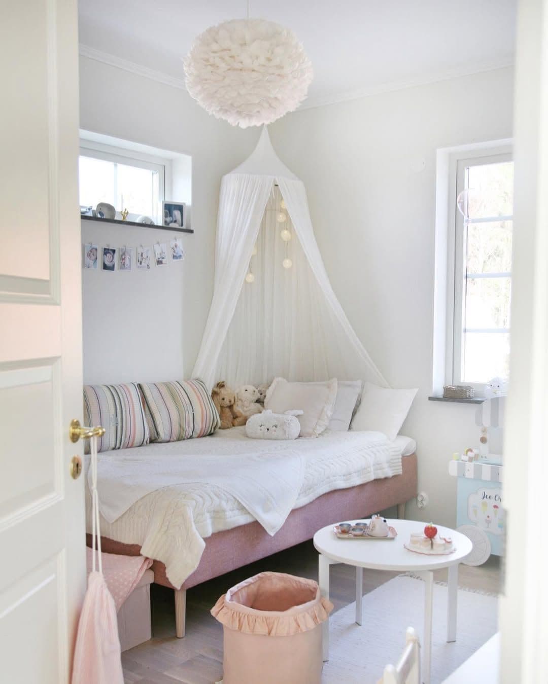kids bedroom IKEA bed with light legs creating a calm and cozy space